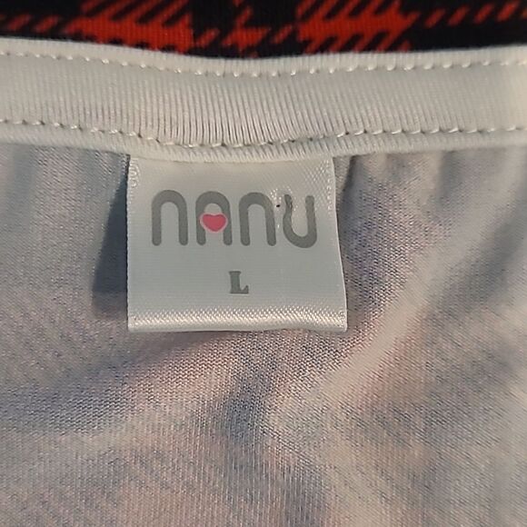 NANU Navy and Red Long Sleeve Soft Top with Plaid Print and Polka-dots - Picture 3 of 8